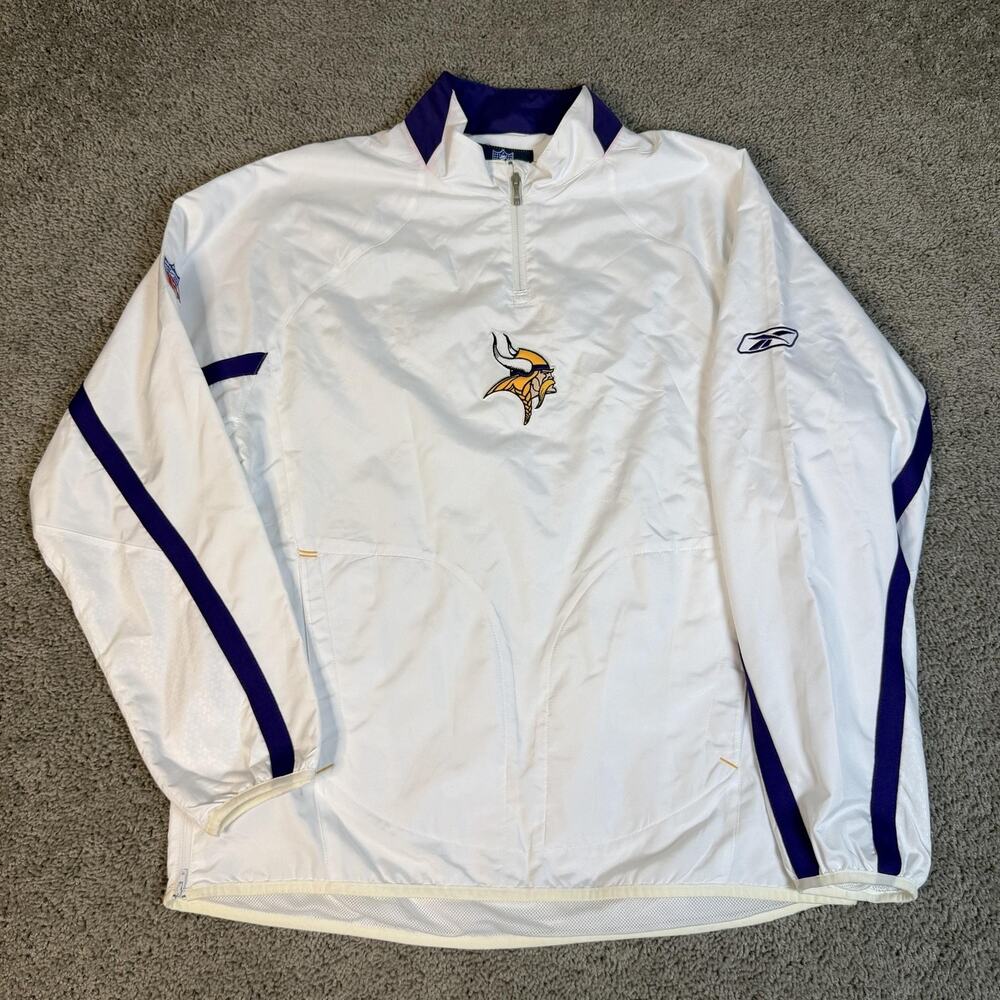 Minnesota Vikings Jacket Mens Large White NFL Football Reebok Sideline